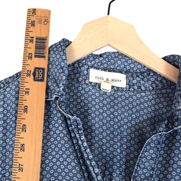 Cloth & Stone Chambray Popover Shirt XS Boho Tencel Tunic (Missing 1 button) - Picture 6 of 8